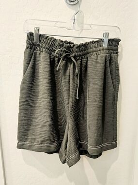 Women’s Olive Drawstring Casual Shorts
